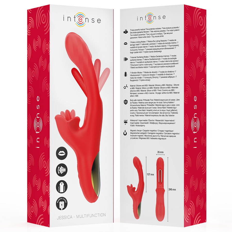 Vibromasseur Jessica Multifonction Rouge 24,8cm - Intense