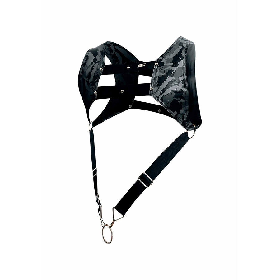 Harnais bondage MOB Dongeon avec anneau pénis argent - MaleBasics - MOB