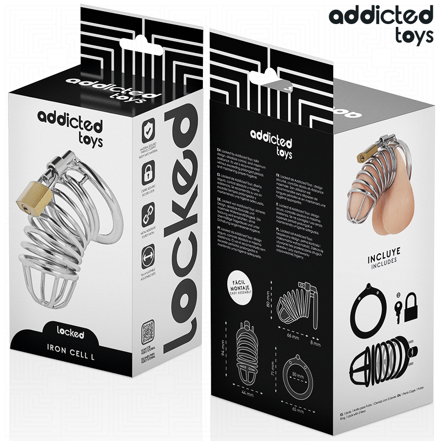ADDICTED TOYS LOCKED - CAGE À PÉNIS EN MÉTAL IRON CELL 5 CM TAILLE L