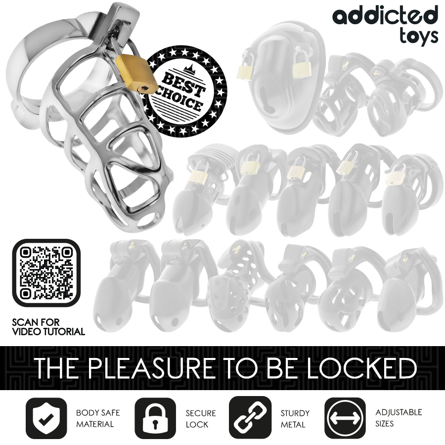 Cage de Chasteté Addicted Toys Locked Métal Argent M