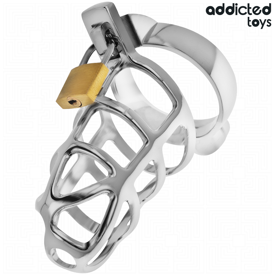 ADDICTED TOYS LOCKED - CAGE À PÉNIS EN MÉTAL AVEC VERROU ARGENT TAILLE S