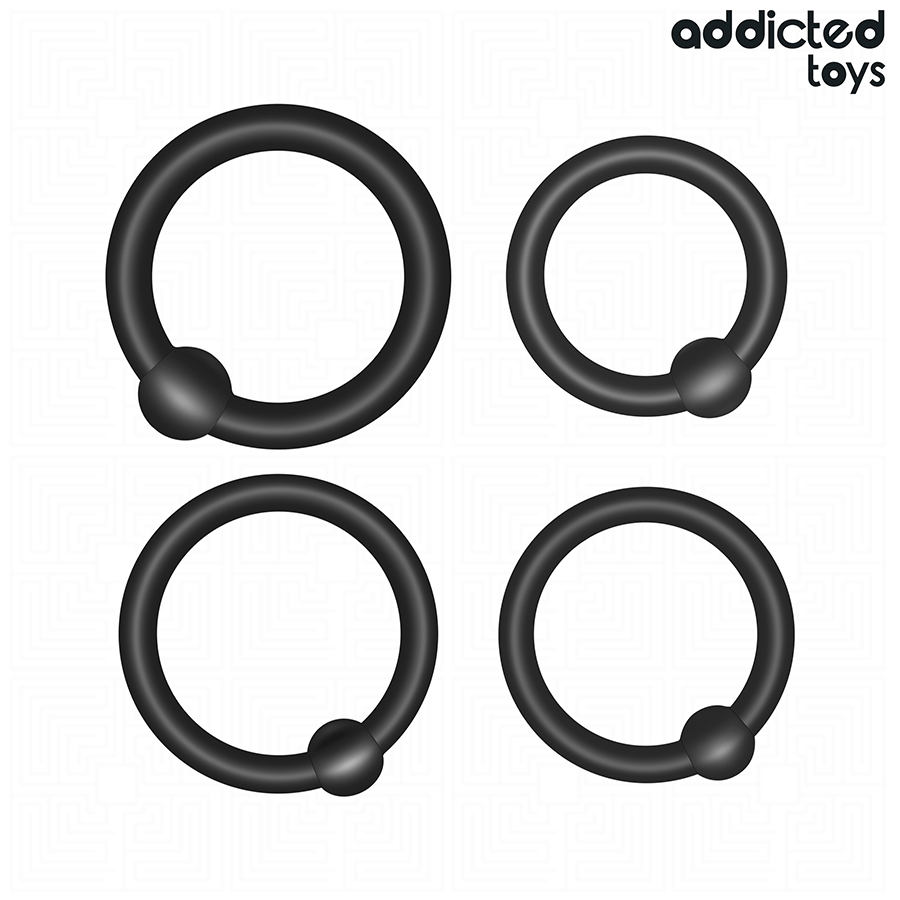 Anneaux Péniens Silicone Lot de 4 Tailles - Addicted Toys