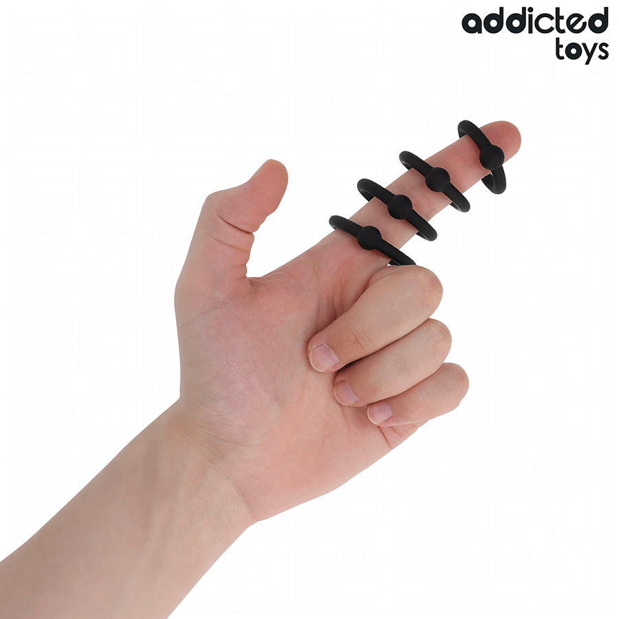 Anneaux Péniens Silicone Lot de 4 Tailles - Addicted Toys