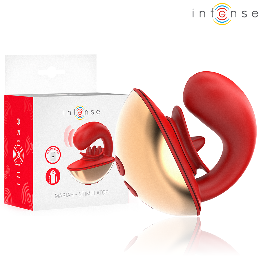 INTENSE - VIBRATEUR & STIMULATEUR MARIAH EN FORME DE U 10 VIBRATIONS ROUGE
