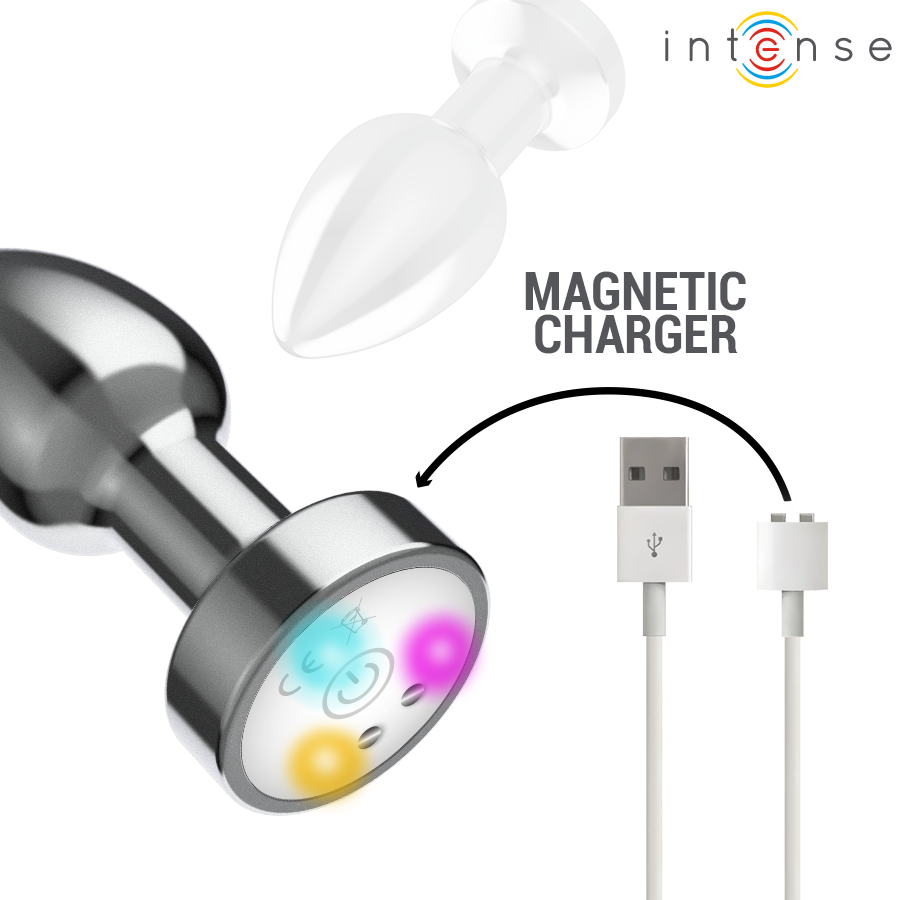 Plug Anal Vibrant Intense LED Métal Taille S Gris - Intense