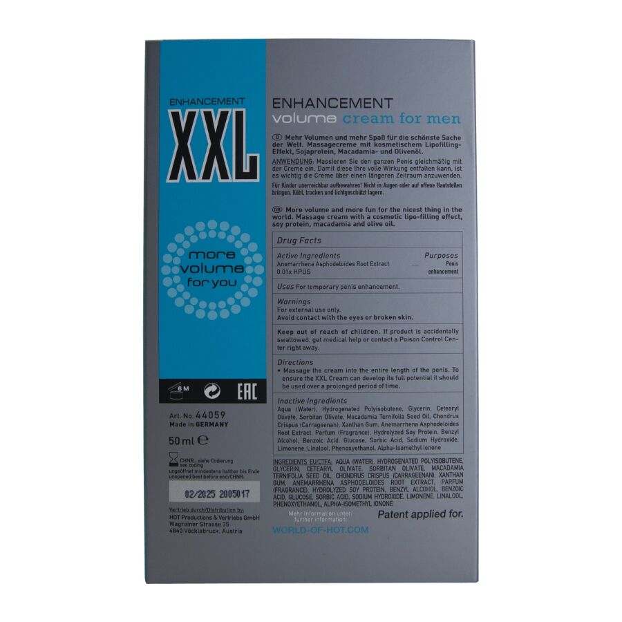 Crème Stimulante XXL pour Hommes 50ml - HOT