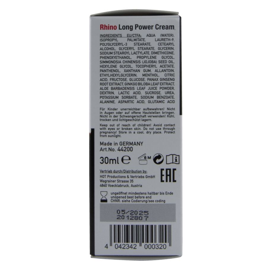 Crème Retardatrice Rhino Long Power 30ml - Hot