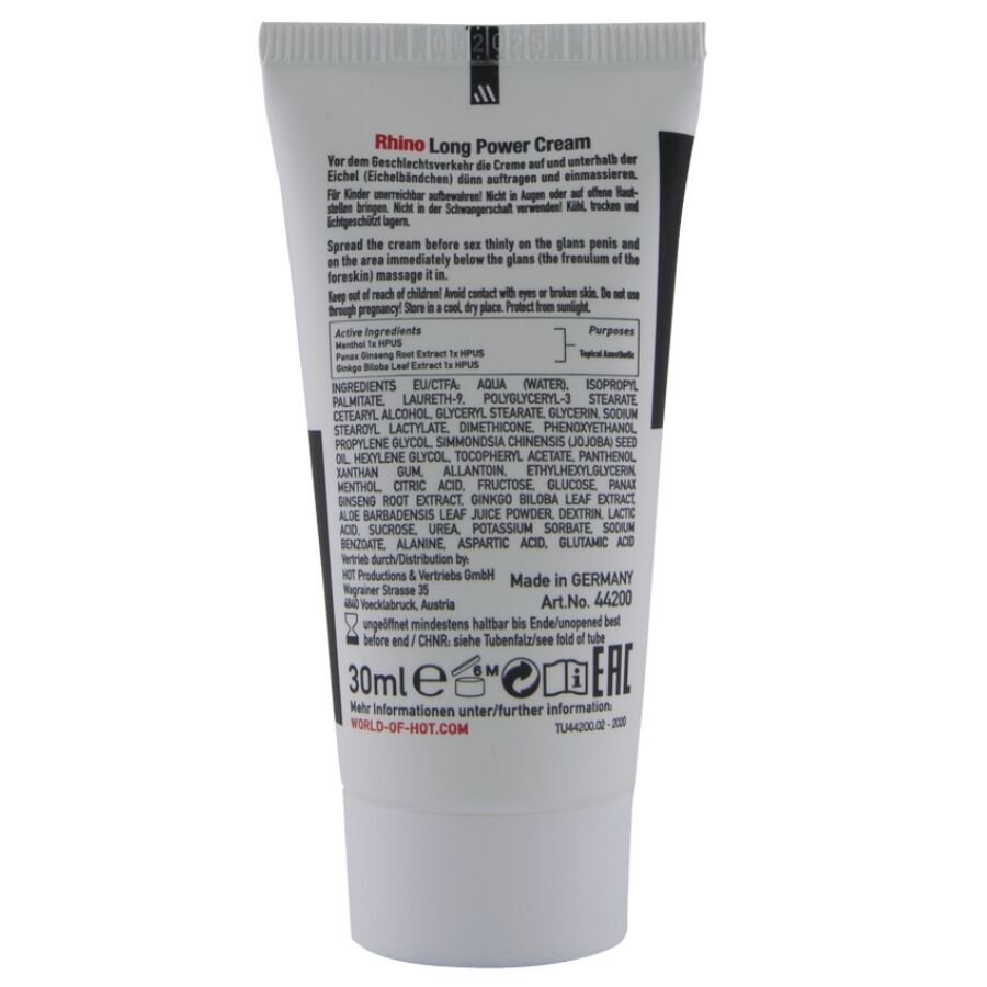 Crème Retardatrice Rhino Long Power 30ml - Hot