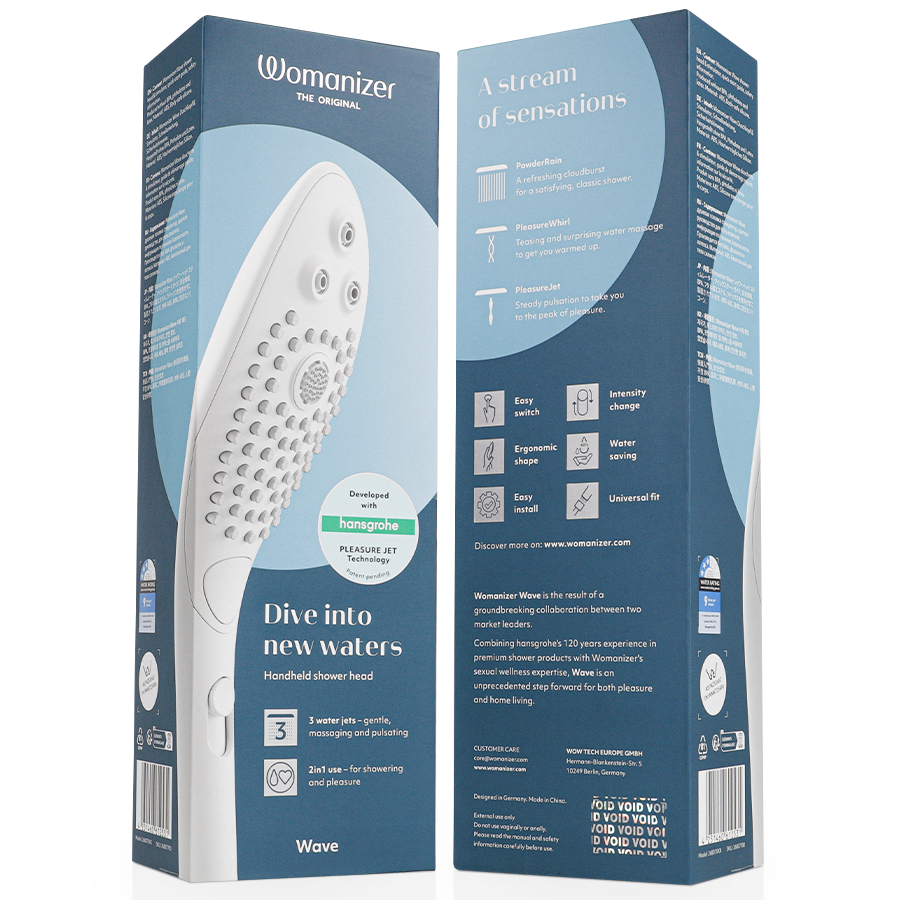 WOMANIZER - POMMEAU DE DOUCHE STIMULANT CLITORIAL WAVE BLANC