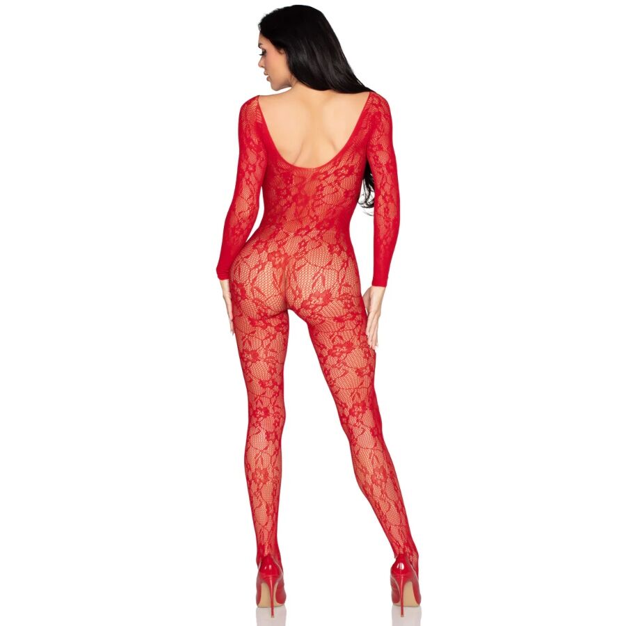 Body Dentelle Intégral Bodystocking Rouge - Leg Avenue