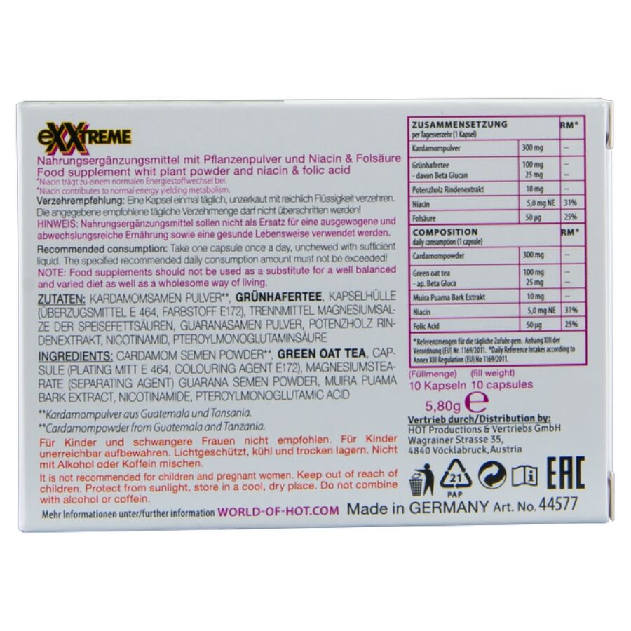 HOT - EXXTREME GÉLULES POUR LIBIDO FEMME 10 UNITÉS