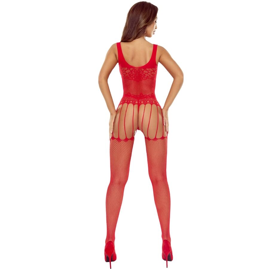 Bodystocking Passion BS119 Rouge à Fleurs - Passion