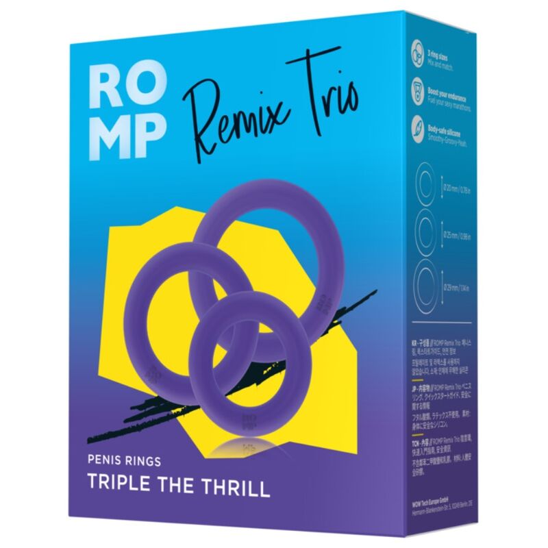 Coffret 3 Anneaux Pénis Remix Trio en Silicone Violet - ROMP