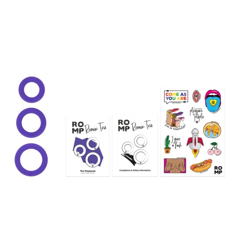 Coffret 3 Anneaux Pénis Remix Trio en Silicone Violet - ROMP
