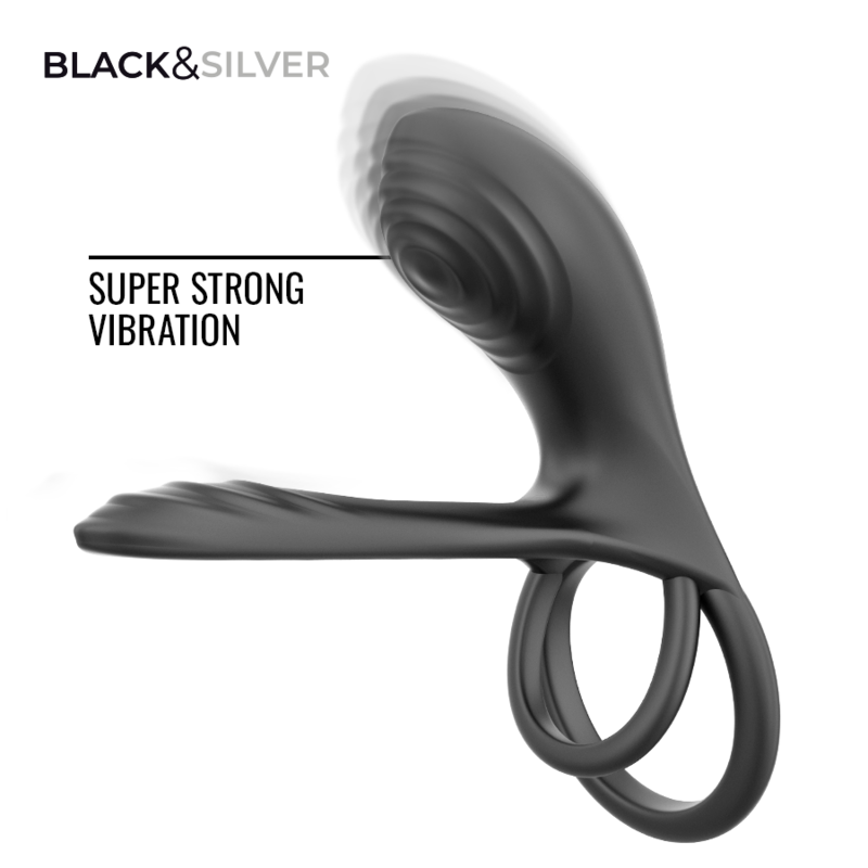 BLACK & SILVER - RIPLEY ANNEAU VIBRANT RECHARGEABLE AVEC TÉLÉCOMMANDE NOIR