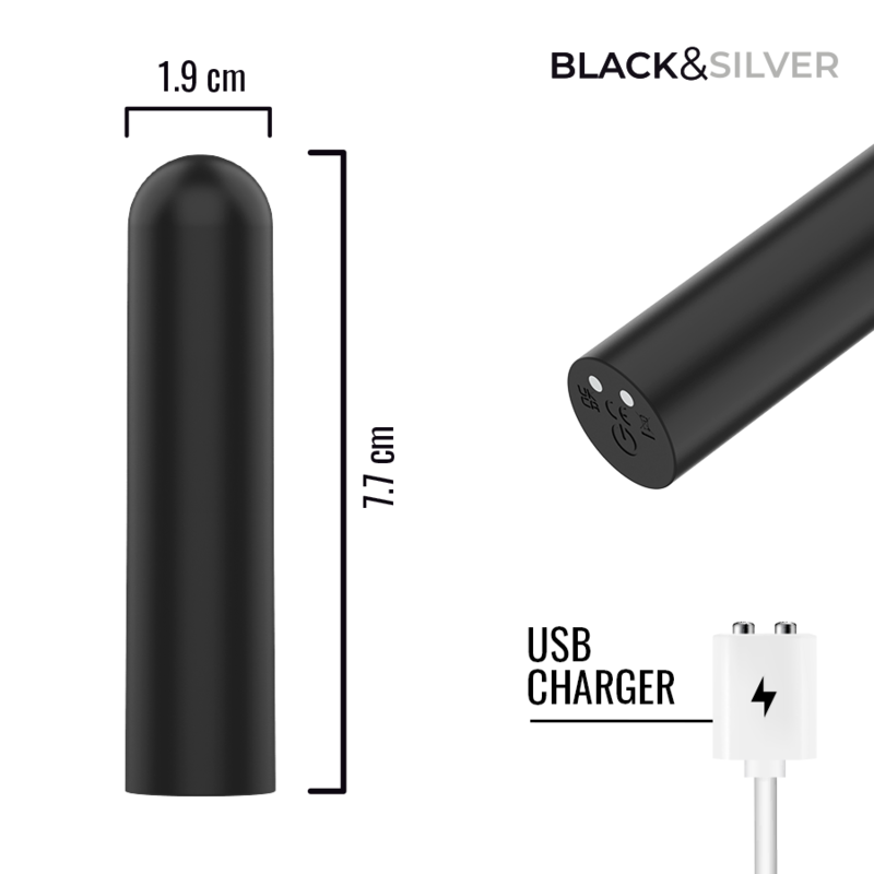 BLACK & SILVER - JACOB BALLE VIBRANTE RECHARGEABLE USB NOIR