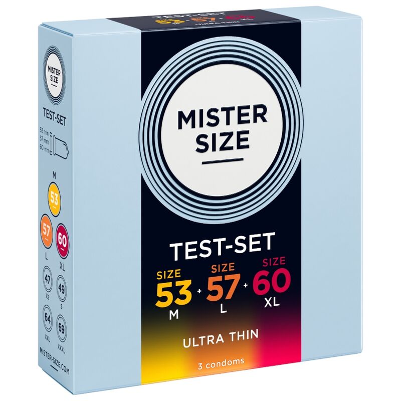 MISTER SIZE - PACK ÉCHANTILLON DE PRÉSERVATIFS TAILLE 53-57-60 MM (3 UNITÉS)