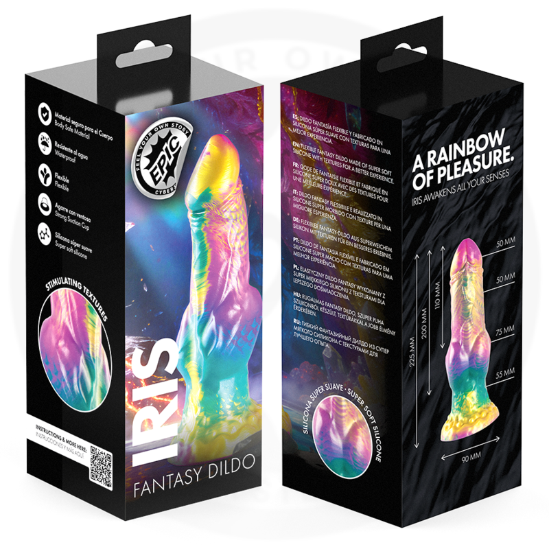 EPIC - GODEMICHET IRIS AVEC TESTICULES ARC-EN-CIEL DE PLAISIR