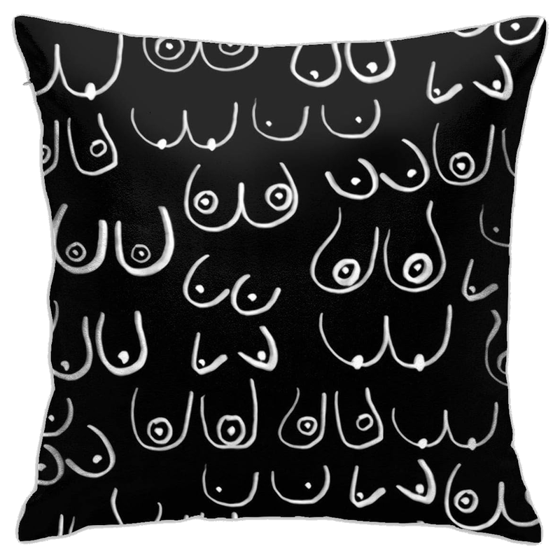 Coussin Necro Rembourré 30x30 Motif Seins - Diablo Picante