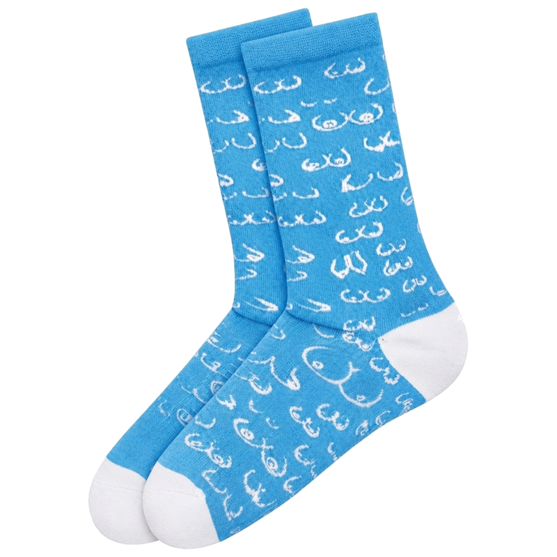 DIABLO PICANTE - CHAUSSETTES BLEUES À MOTIF SEINS POINTURES 41 - 45