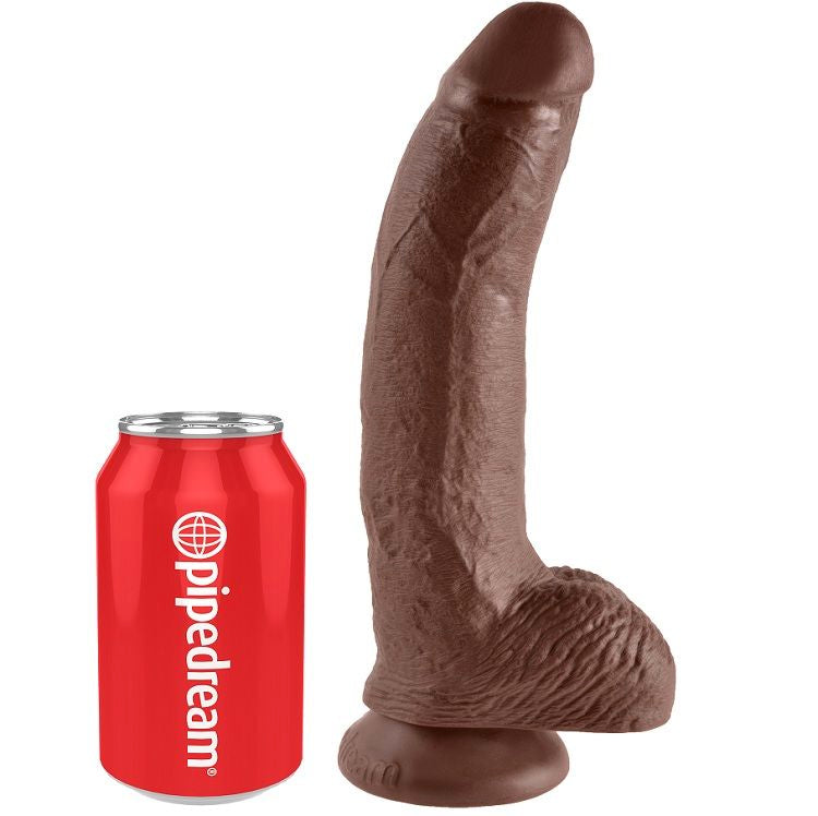 King cock - 9 gode marron avec boules 22.9 cm