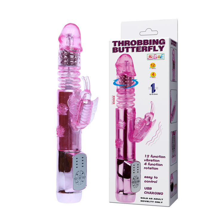 Baile Vibro rabbit avec billes rotatives Throbbing Butterfly Rose