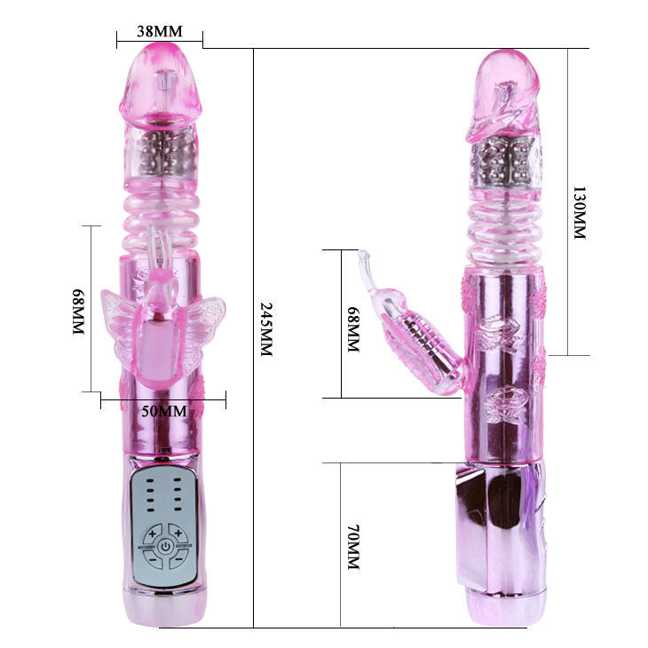 Baile Vibro rabbit avec billes rotatives Throbbing Butterfly Rose