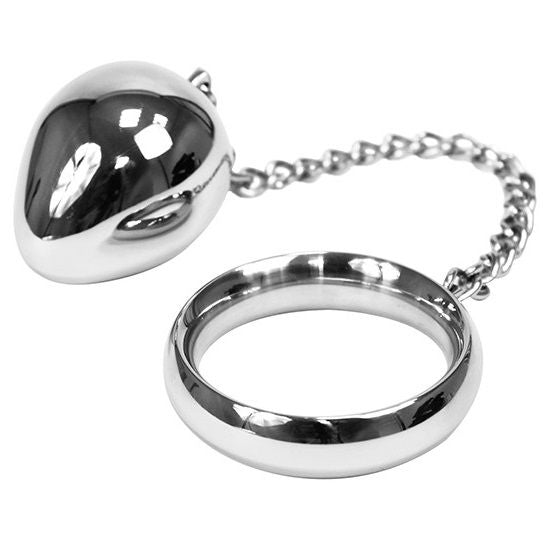 Metal hard - anneau pénien 40mm + chaîne avec bille métallique