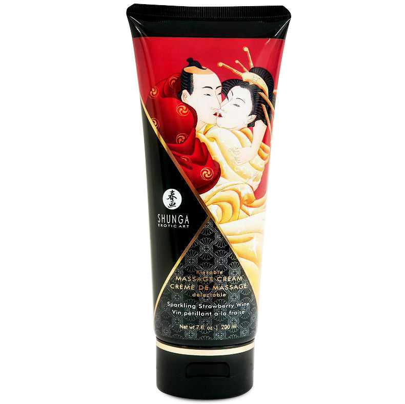 Shunga - Crème de Massage Délectable Vin Pétillant et Fraise - 200 ml