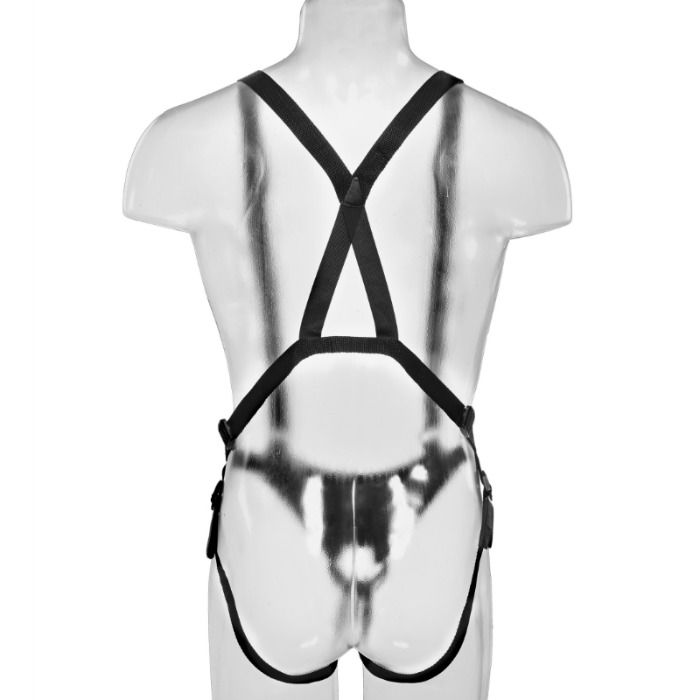 King cock - strap-on avec gode creux 28 cm et sangles couleur chaine