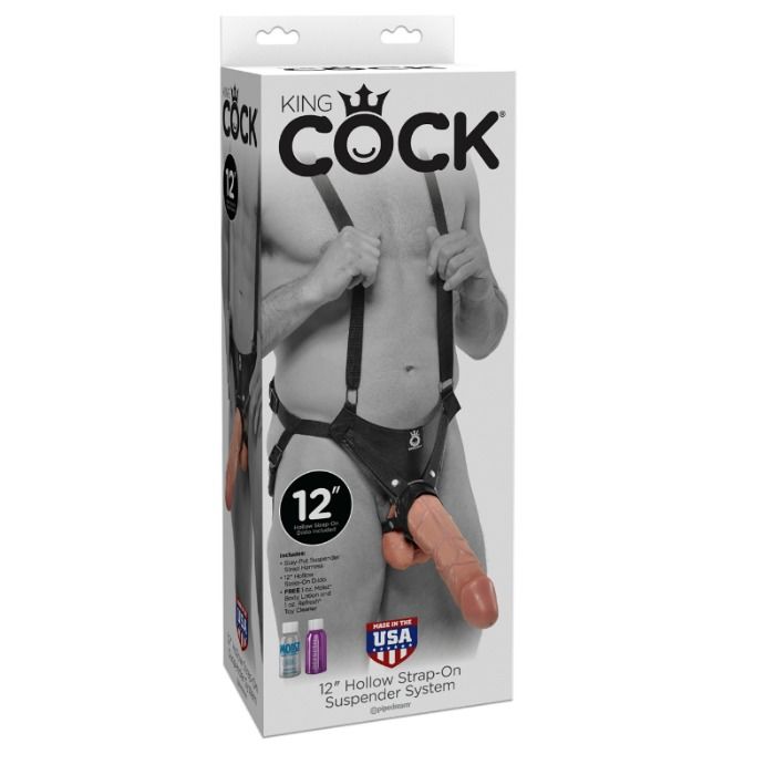 King cock - systeme de suspension creuses 30,5 cm avec sangles - chair