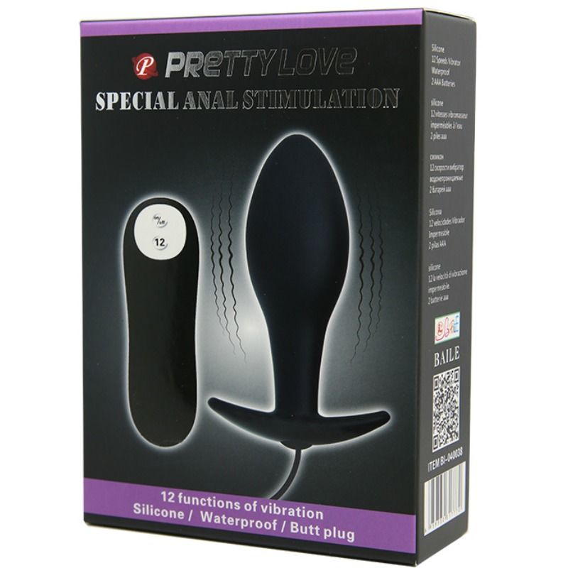 Pretty love - plug anal forme dancre silicone 12 modes de vibration noir