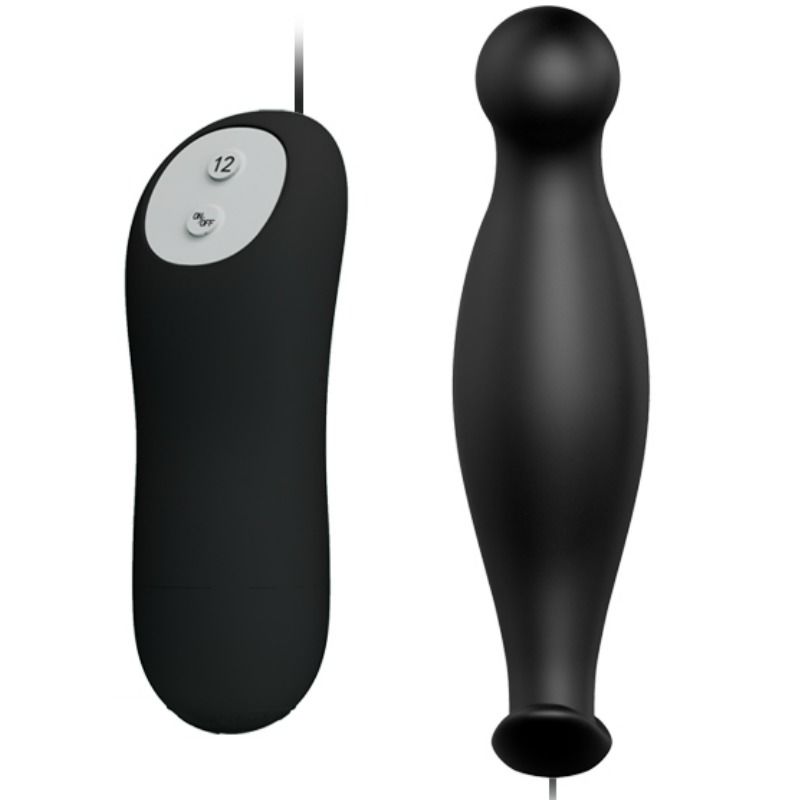 Pretty love - plug anal en silicone 12 modes de vibration noir
