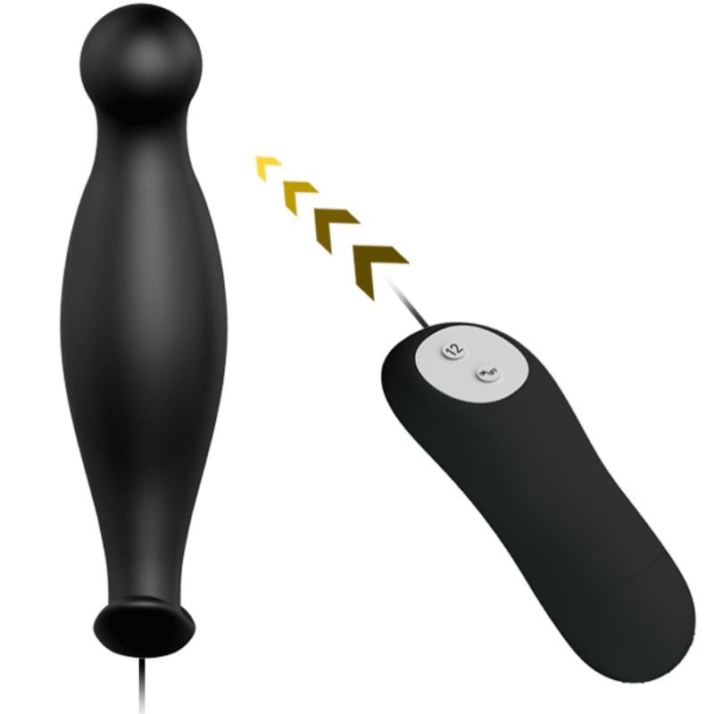 Pretty love - plug anal en silicone 12 modes de vibration noir