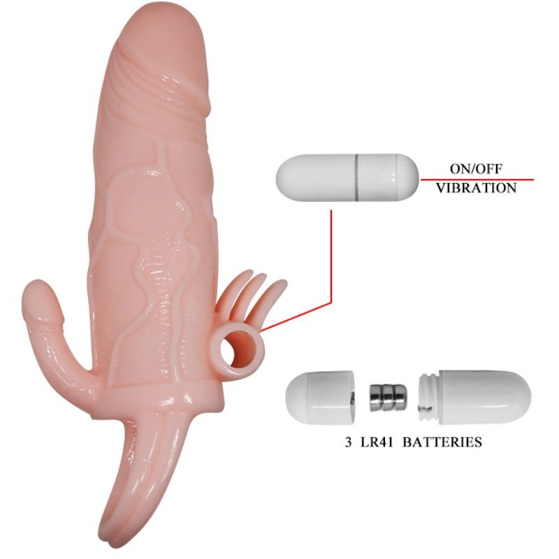 Baile - Gaine à Pénis Vibrant avec stimulation Clitoris - 16,5 cm