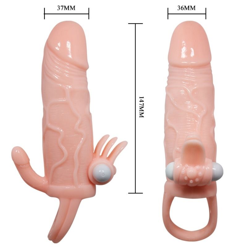 Baile - Gaine à Pénis Vibrant avec stimulation Clitoris - 16,5 cm