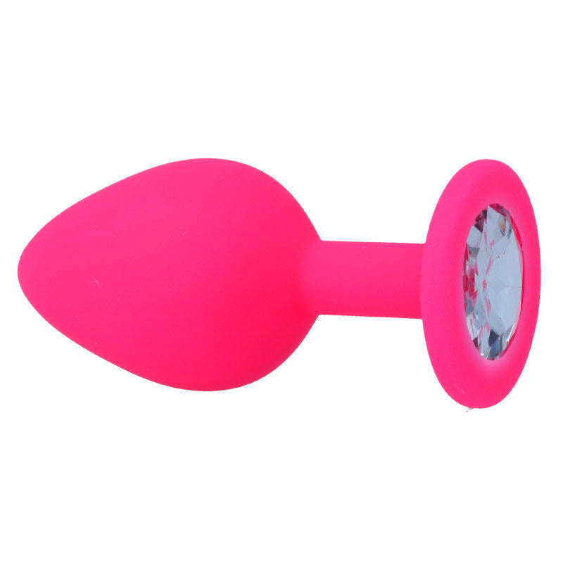 Intense - Plug en silicone avec strass - Fuchsia - Taille M
