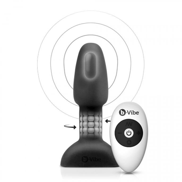 b-Vibe - Plug Anal Vibrant Rotatif Rimming - Noir