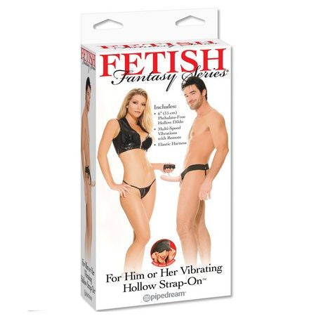 Fetish fantasy series - harnais vibrateur creux pour lui et elle naturel 14cm