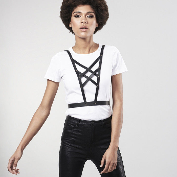 Bijoux - indiscrets maze harnais croisé avec collier noir