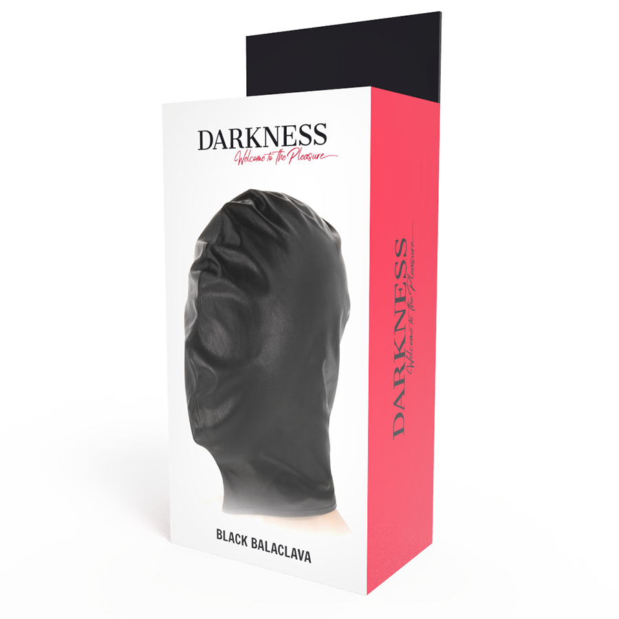 Darkness – Cagoule BDSM de soumission noire en satin