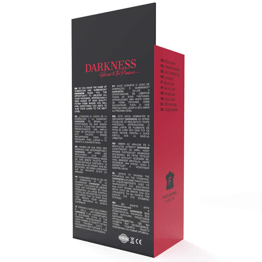Darkness – Cagoule BDSM de soumission noire en satin
