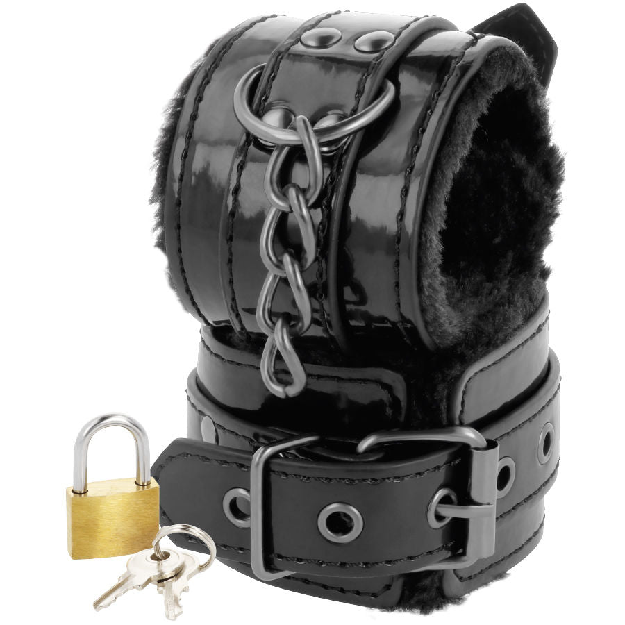 Darkness – Menottes de Cheville simili-cuir noir avec cadenas