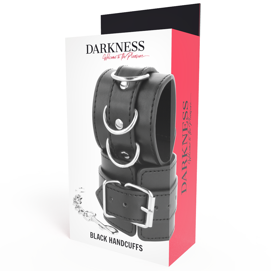 Darkness – Menottes en Simili-Cuir Noir BDSM