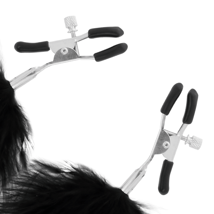 Darkness – Pinces à tétons réglable avec Pompom Noir