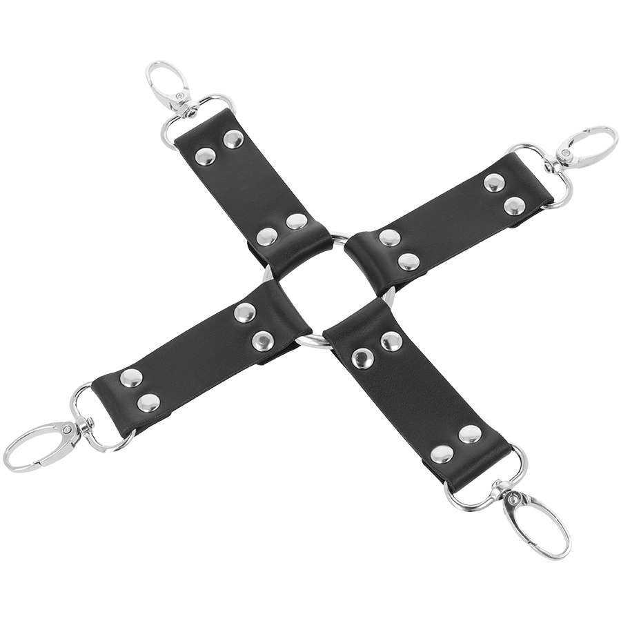 Darkness - menottes en cuir pour pieds et mains noir