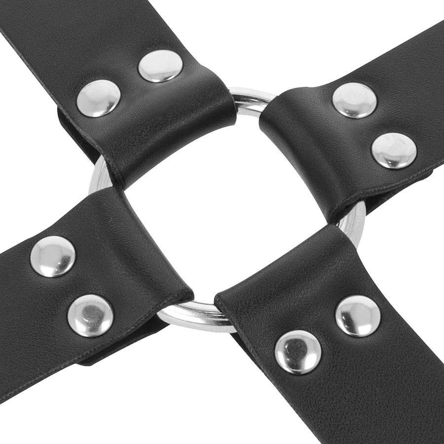Dakness – Kit Hogtie en X en Cuir - Noir
