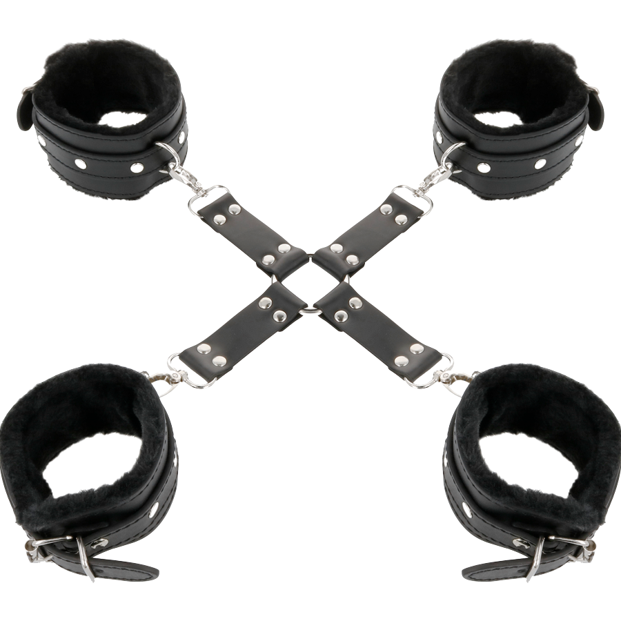 Darkness - menottes en cuir pour pieds et mains noir