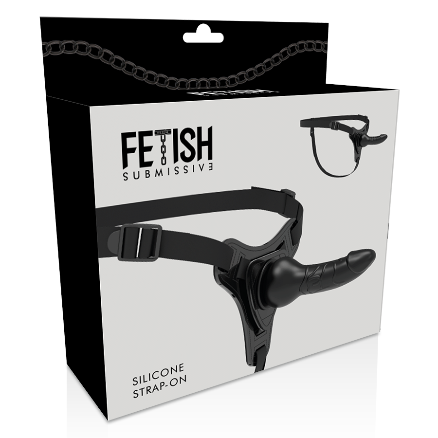 Fetish submissive harness - silicone noir réaliste 16 cm