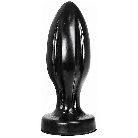 All Black Plug Anal fisting en forme lisse avec rainures 21 cm